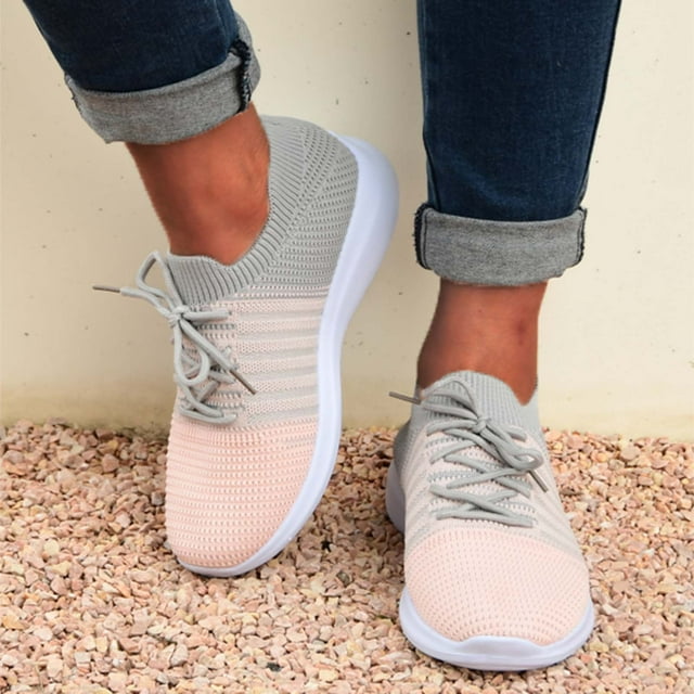 XIAQUJ Chaussures d'Entraînement pour Femmes Chaussures de Course Athlétiques Espadrilles de Marche Sport Chaussures de Tennis Légères Espadrilles Mode pour Femmes Rose 8(40)