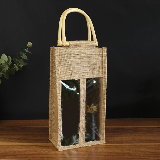 KAKOWELY Bolsa Para Botella De Vino Color Marrón Claro Con Ventana Para Regalos Y Eventos Especiales