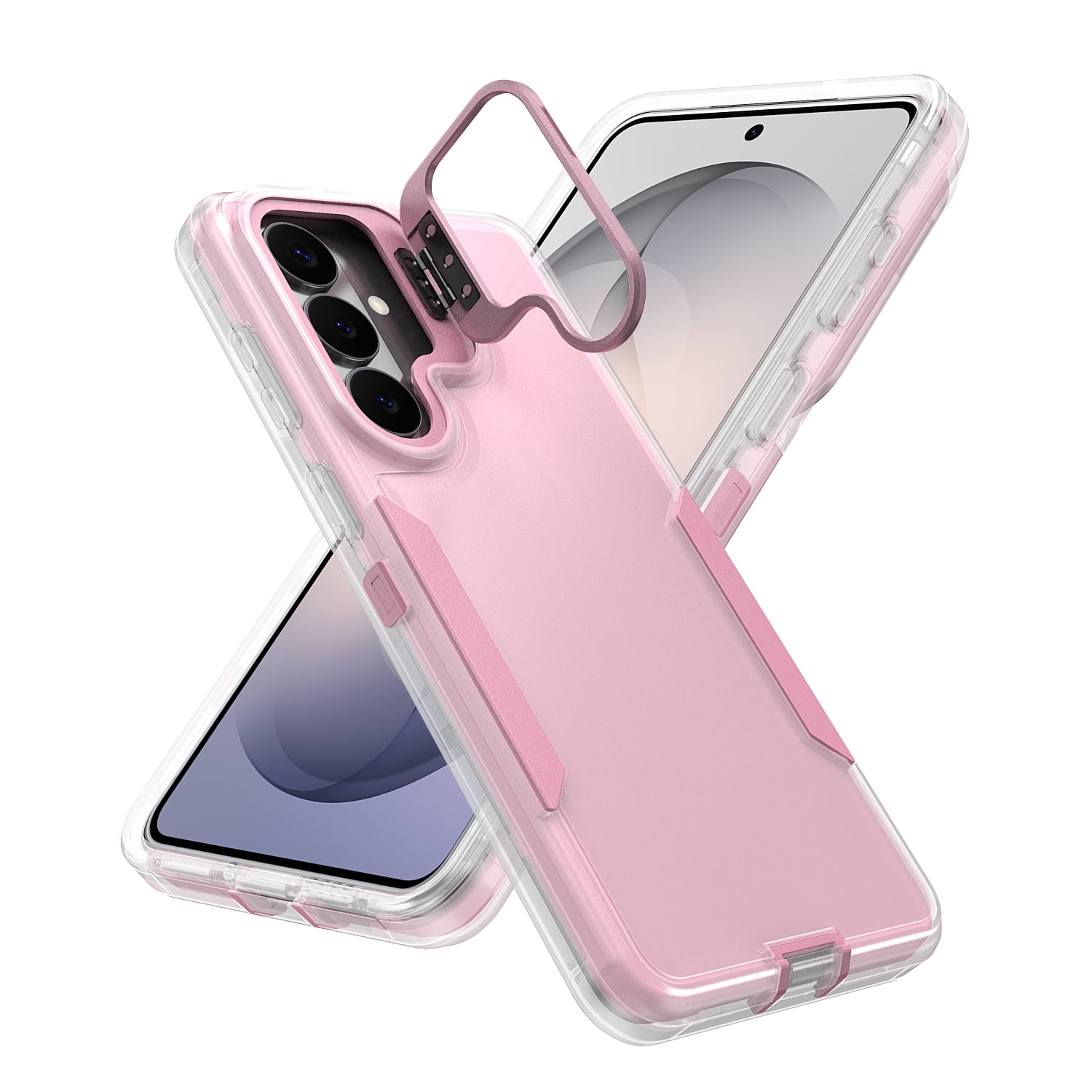 For Samsung Galaxy A07 Case Heavy Duty Rugged Shockproof Protection Dual Layer Hybrid Cell Phone Cover, Matte Anti-Scratch Military Grade Drop Tested Case For Samsung Galaxy A07,Pink