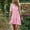 Pink, variant on Dresses for Women V Neck Short Sleeve Plaid A-Line Midi Dress Preppy Vacation Beach Cotton Linen Dress Purple L