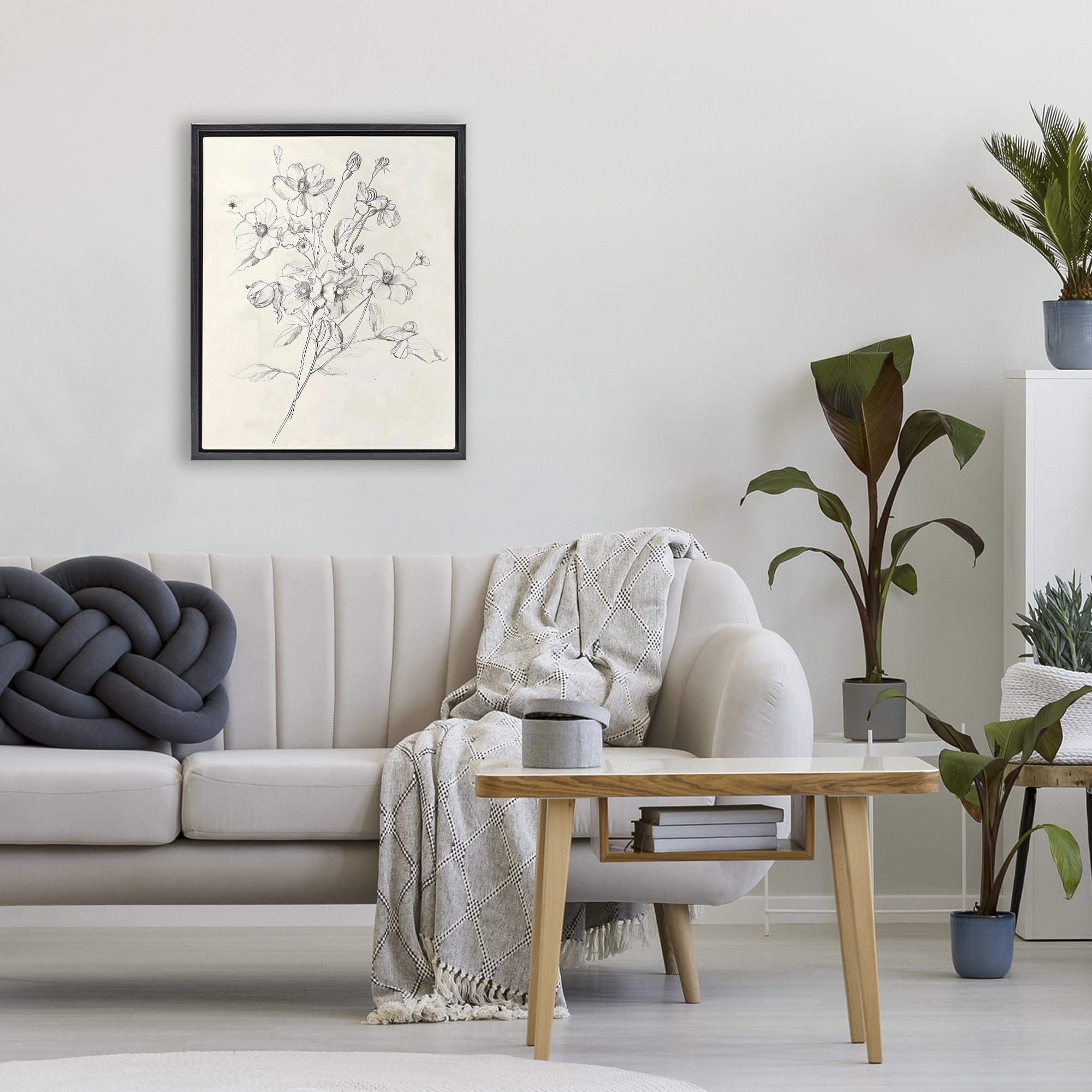 Stupell Industries Wildflower Outline Study Black Framed Floater Canvas Wall Art, design by Creative Studio