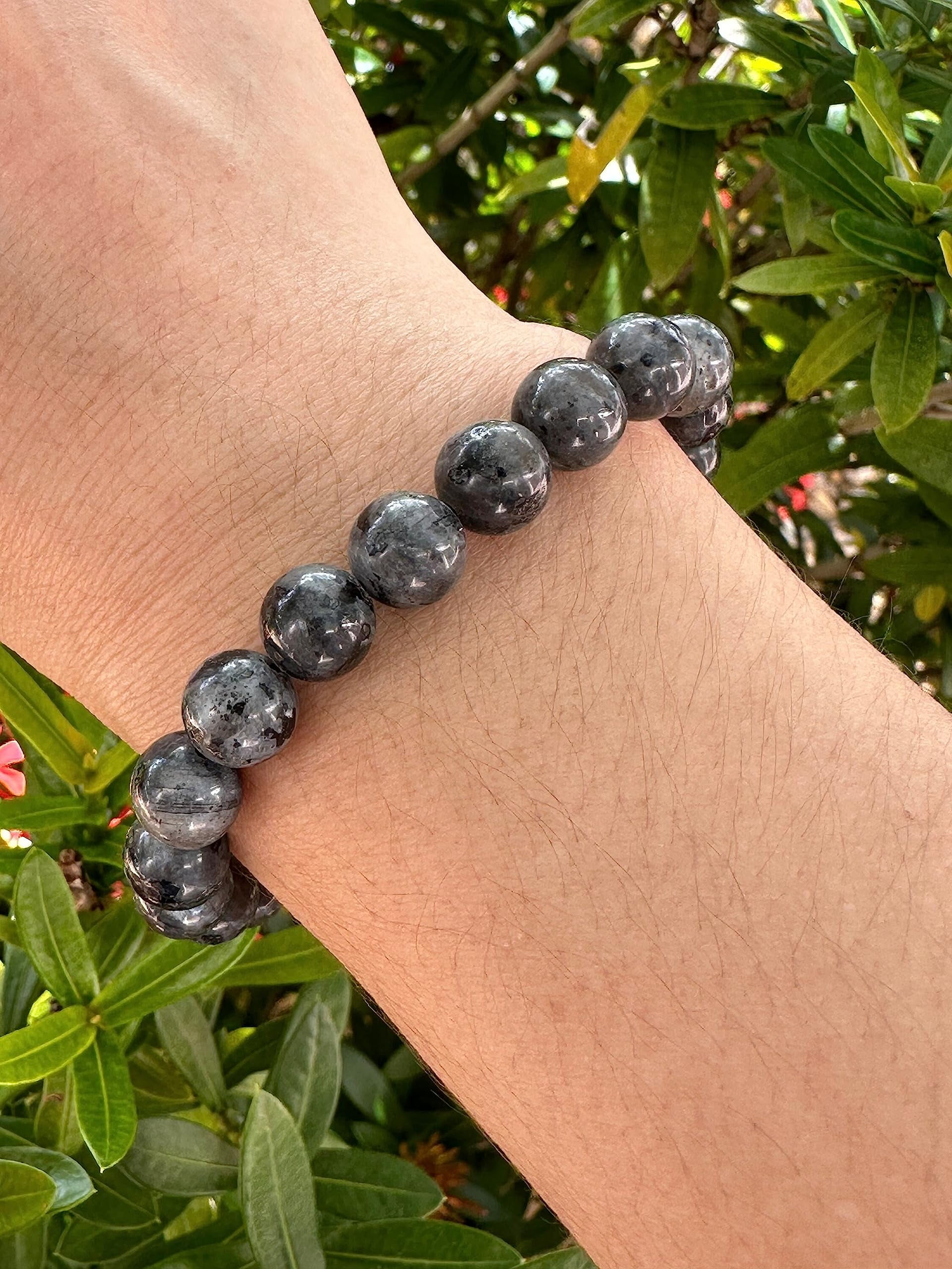 Black Labradorite Crystal Bead Bracelet 8mm, Wholesale Genuine Black Labradorite Stretch Gemstone Bracelet, Gift for Men & Women (10)
