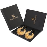 Sunsoul By Touchstone Indian Handcrafted Mesh Work Floral Moon Jewelry Gold Tone Earrings For Women.