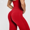 thumbnail image 4 of Leggings de entrenamiento for mujer, pantalones de Yoga sin costuras, de pierna ancha, acampanados, de cintura alta, suaves, sin costura frontal, gimnasio, Control de barriga, 4 of 5