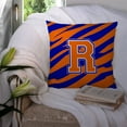 thumbnail image 3 of Carolines Treasures CJ1023-RPW1414 Letter R Initial Tiger Stripe - Blue Orange Fabric Decorative Pillow, 14Hx14W,, 3 of 4