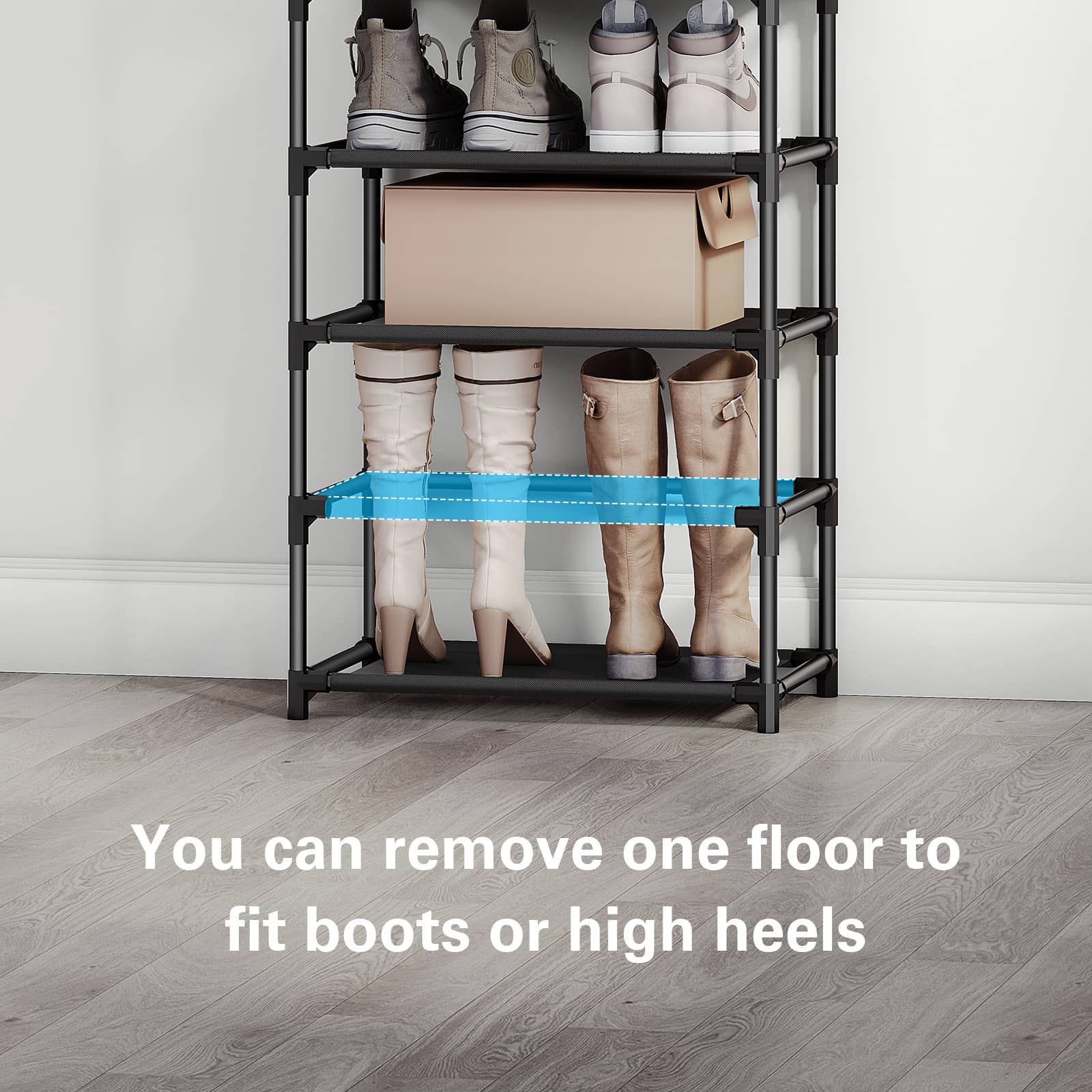 Bug Hull 10-Tier Narrow Shoe Rack, Black photo 2