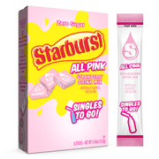 Starburst Zero Sugar Singles-to-Go Powdered Drink Mix, All Pink Strawberry, 6 Count Packets