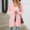 thumbnail image 5 of Youmylove Women 2024 Autumn Mid Long Cardigan Casual Long Sleeve Neck Knitted Sweater Cardigans With Pocket Open Front Relaxed Streetwear, 5 of 9
