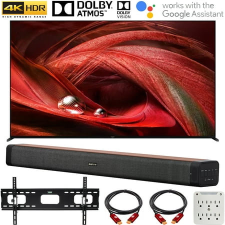 Sony XR85X95J 85 inch X95J 4K Ultra HD Full Array LED Smart TV 2021 Bundle with Deco Home 60W 2.0 Channel Soundbar, 37"-100" TV Wall Mount Bracket Bundle and 6-Outlet Surge Adapter
