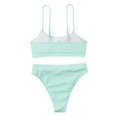 thumbnail image 4 of Women Two Piece Bathing Suits Ribbed Sports High Waisted Bikini Set Spaghetti Strap Swimsuit Tummy Control Swimwear, 4 of 4