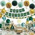 thumbnail image 2 of Birthday Decoration, Balloons Birthday Set Green Gold Metallic Balloons for Girls Boys Women Men with Paper Pompoms, Happy Birthday Banner, Confetti Balloons for Birthday Decoration, 2 of 7