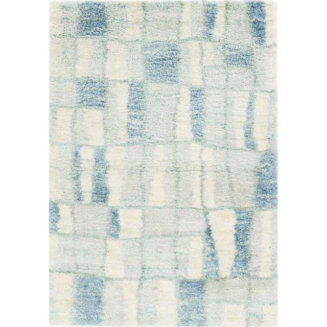 HomeRoots 354196 7 ft. 10 in. x 9 ft. 10 in. Polypropylene Ivory & Blue Area Rug