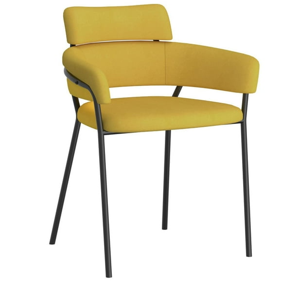 Chaise, Jeu de 2 en Tissu et Métal - Mustard