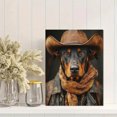 thumbnail image 2 of Qisvanset Framed Canvas Wall Art 12x16 Inch Western Doberman Cowboy Hat Farmhouse Dog Art, 2 of 5