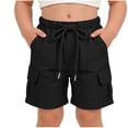 thumbnail image 2 of ZOYOEN Girls Trendy Cargo Shorts- Baggy Stretch Casual Elastic Waist Drawstring Kids Hiking Shorts Black Size 12, 2 of 8