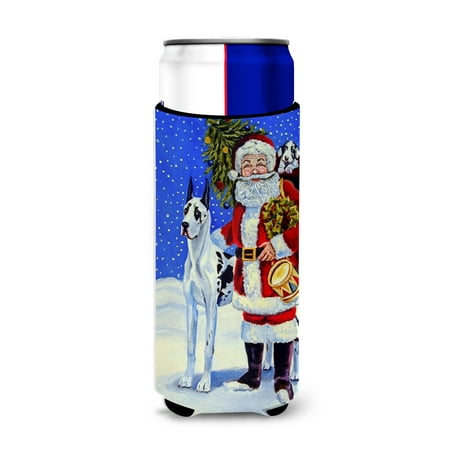 

Caroline s Treasures 7083MUK Harlequin Great Dane with Santa Claus Ultra Hugger for slim cans Slim Can multicolor