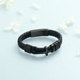thumbnail image 6 of Mens Double-Band Black Braided Leather Bangle Bracelets Cremation Jewelry for Ashes Wristband Memorial Urn Bangle with Cross Charm, 6 of 6