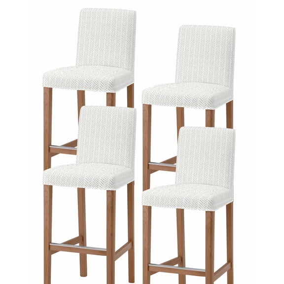 Sage Green Striped Bar Stool Covers Set of 4, Modern Abstract Art Geometric Stretch Washable Bar Chair Covers with Backs, Removable Pub Counter Height Chair Cover for Kitchen Dining Room Cafe