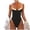 Black, variant on Womens High Cut One Piece Swimsuit - V Neck Color Block Spaghetti Strap Push Up Bathing Suit for Beach Vacation