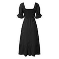 thumbnail image 3 of Women's Summer Vacation Style Square Neckline Short Sleeve Dress With Ruffled Hem Maxi Women Outfit Women Dress Summer Dress for Women Small Woman Dresses Womens Summer Fall Womens Tops Womens Floral, 3 of 4