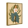 thumbnail image 3 of Boho Woman Sitting Plant Leaf Botanical & Floral Graphic Art Metallic Gold Framed Art Print Wall Art, 3 of 6