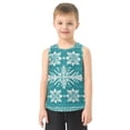 thumbnail image 2 of Intricate Turquoise White Knit Pattern Vest Undershirt Tank Top Sleeveless Quick Dry 6Y, 2 of 7