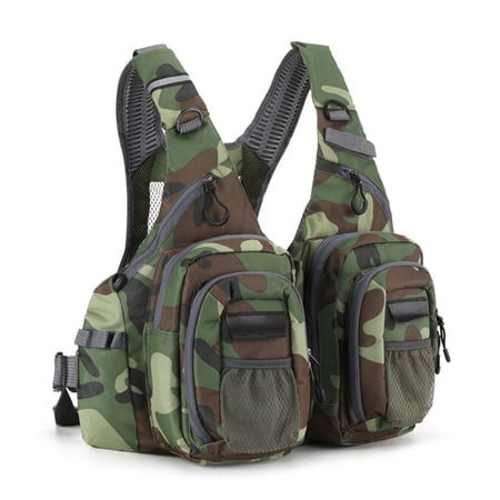 ANXPTIME Adjustable Fly Fishing Vest Outdoor Meshes Fishing Vest Tackle Bag Light Weight Chest Pack Fishing Tackle Backpack