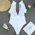 thumbnail image 5 of BONIXOOM Women's Solid Color Sexy Ruffled Backless Chest Pad Swimsuit Beachwear Set, 5 of 7