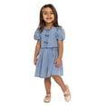 thumbnail image 3 of Wonder Nation Toddler Girls Denim Dress with Bubble Sleeves, Sizes 12M-5T, 3 of 7