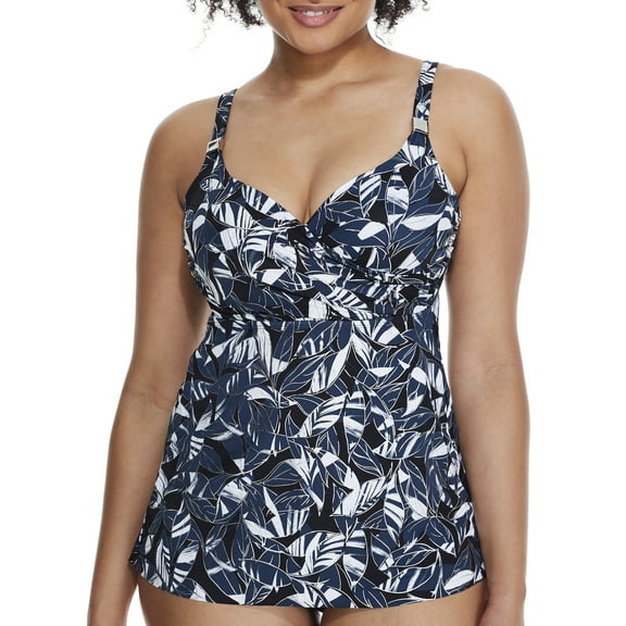 Miraclesuit Womens Shimmer Shadows Surplice Underwire Tankini Top D-DD Cups Style-6540106 Swimsuit