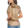 thumbnail image 3 of Vsdgher Engraved Coffee On Kraft Paper Women Shirts V Neck Short Sleeve Tops T-Shirt Basic Tees, S to 3XLLarge, 3 of 5