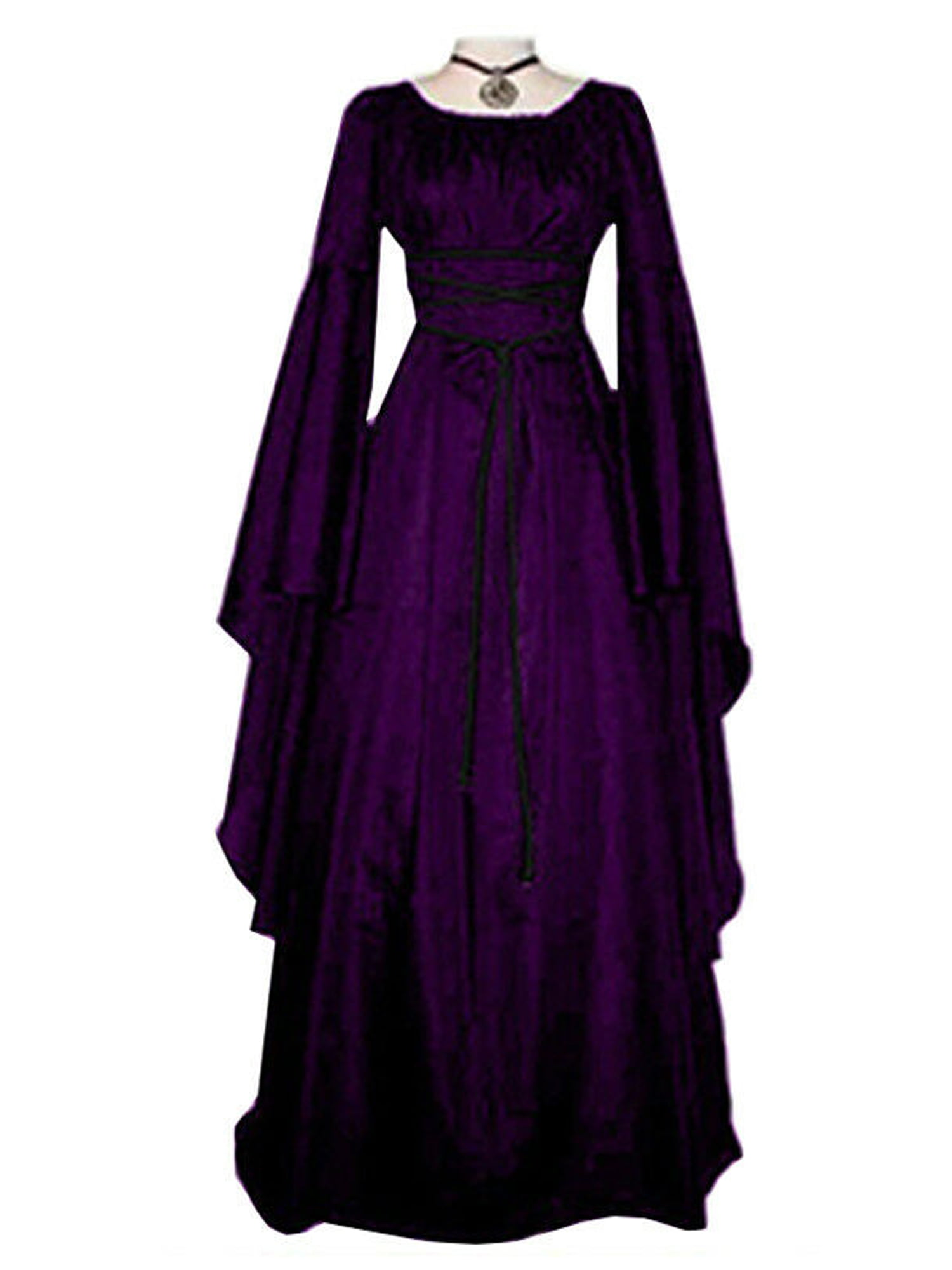 Shakub Womens Halloween Renaissance Witch Gothic Cosplay Maxi Dress Medieval Party Vintage Ball