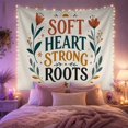 thumbnail image 2 of Floral Garden Soft with Heart Strong Roots, Inspirational Illustration for Quote Lovers, Aesthetic Wall Decor, Valentine'S Day Gift, Tapestry Wall Hanging for Dorm and Living Room, 2 of 7
