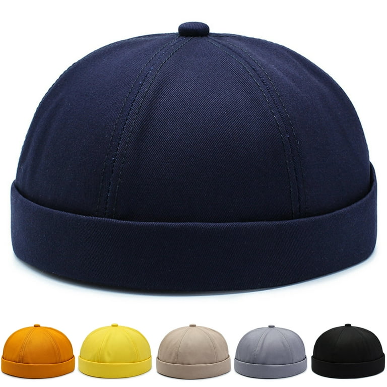 Vintage Dome Hat Mens Melon Beanie Cap Solid Color Docker Hat