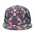 thumbnail image 2 of Floral Snapback Hat – Botanical Print Flat Bill Baseball Cap, Adjustable for Women & Men, 2 of 8