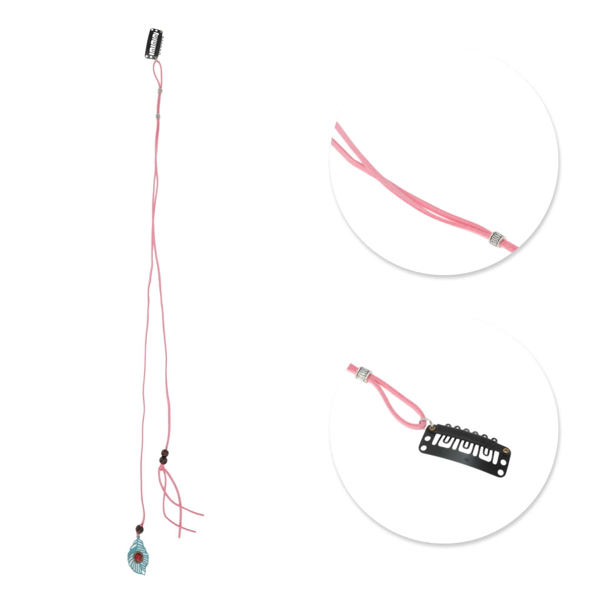 Unique Bargains Elegant Leaf Braided Hair Chain 1Pc Stylish Accessory Pink 19.69"