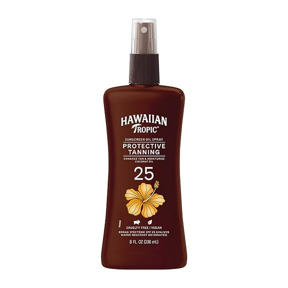 Hawaiian Tropic Tanning Oil Pump Spray, SPF 25, 8 Fl Oz
