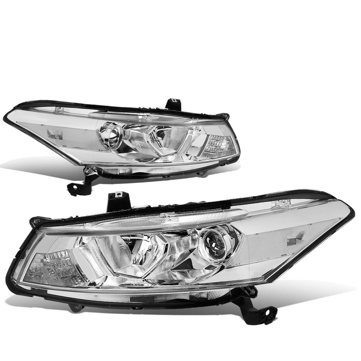 Pair Headlight Replacement For 2008-2012 Honda Accord 2Door Coupe Halogen Chrome