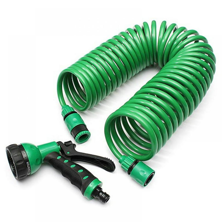 Coil Garden Hose 49ft, Eva Recoil Garden Hose, Heavy Duty Self-Coiling Hose Coil with Corrosion-Resistant Solid Brass Fittings, Retractable
