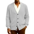 thumbnail image 3 of Havenx Cardigan Sweaters for Men with Buttons Knitted Cardigan Long Sleeve V Neck Outwear Cardigan Collar Regular Fit Classic Fall Trendy Solid Color Tops,Light Gray L, 3 of 7