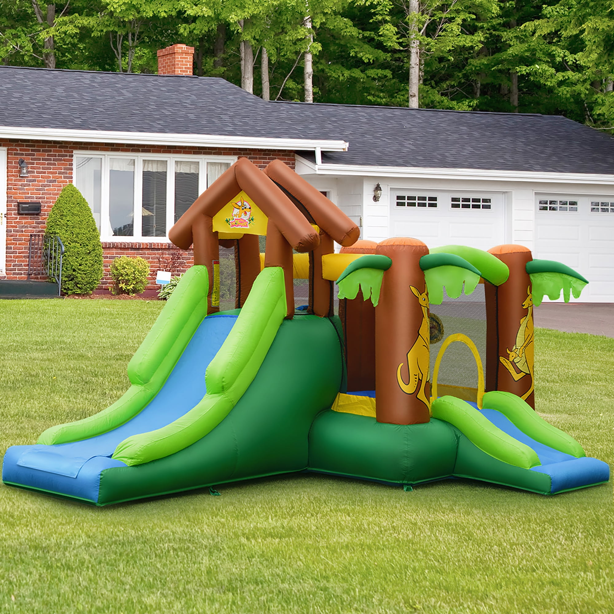 Costway Inflatable Jungle Bounce House Kids Dual Slide Jumping Castle Bouncer