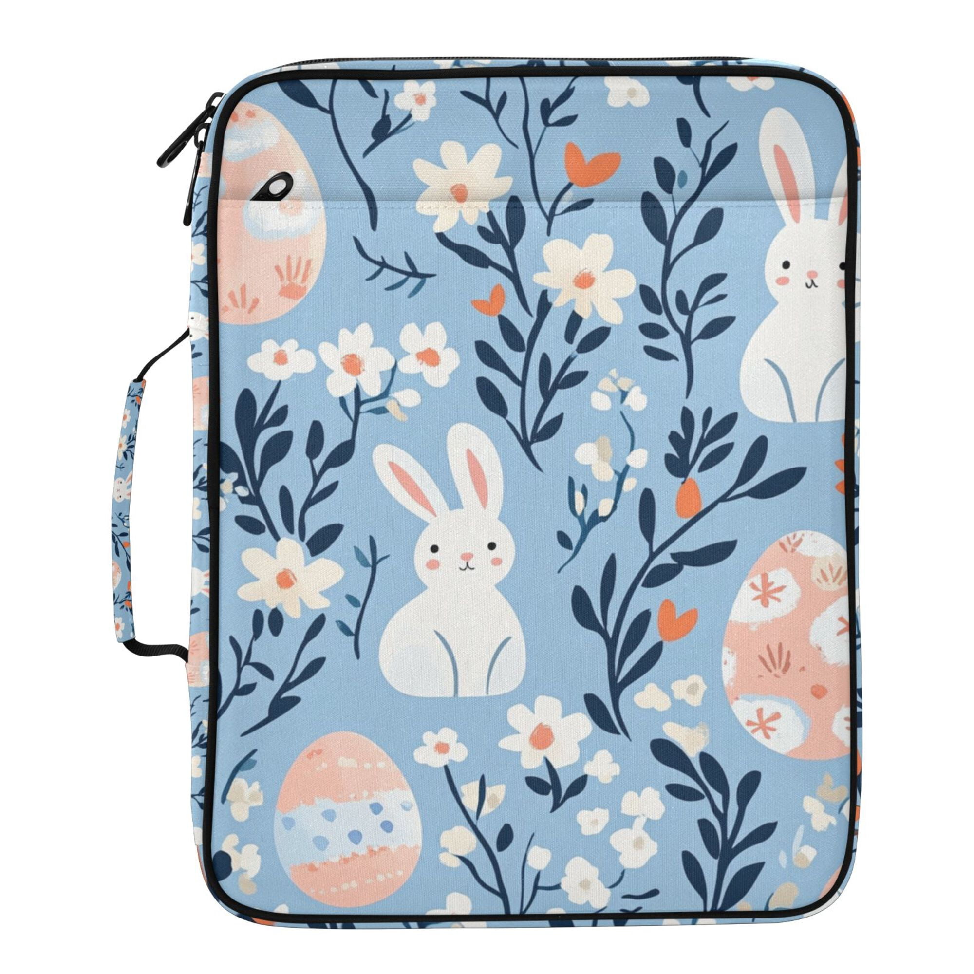 FORMRS Accordion File Folder A4 Size 7-Pocket Expanding Document Organizer Bag with 3 Ring Binder, Floral Easter Rabbits