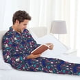 thumbnail image 4 of Wukai Underwater Animals Men's Long-Sleeve Pajama Set - Comfortable Sleepwear with Button-Down Shirt and Pants-Large, 4 of 6