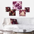 thumbnail image 2 of Designart "Grand Regency Damask" Floral Wall Art Set Of 5 - Red Cottage Office Room Metal Wall Art Set, 2 of 6
