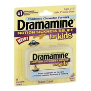 Dramamine Motion Sickness Relief for Kids Travel Case, Grape, 8 Ct, 12-Pack