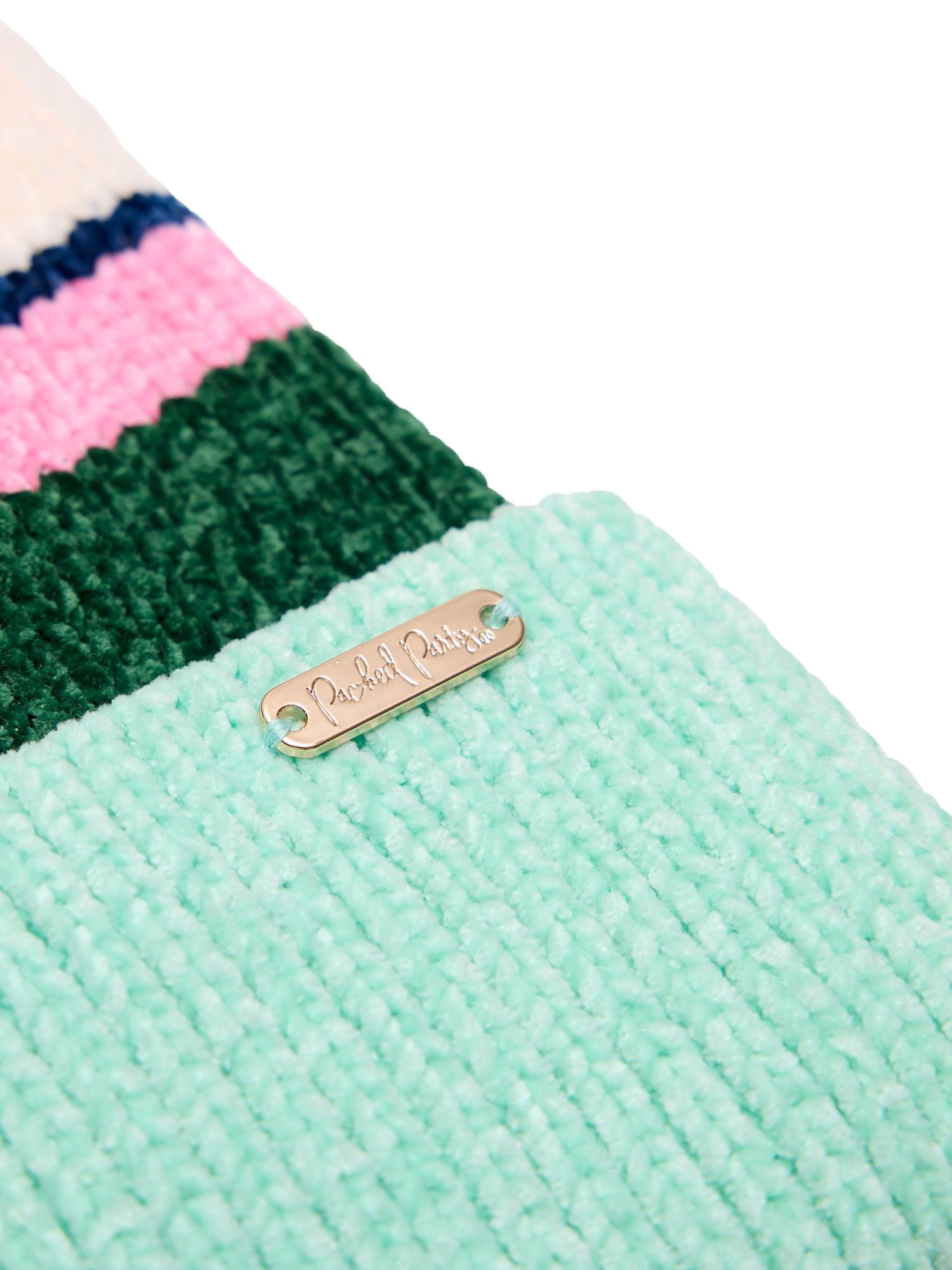 Packed Party Cozy Stripes Chenille Hat and Gloves Set, Green