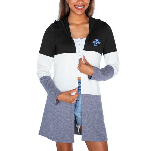 Women's Gameday Couture  Black Indiana State Sycamores Colorblock Hooded Cardigan