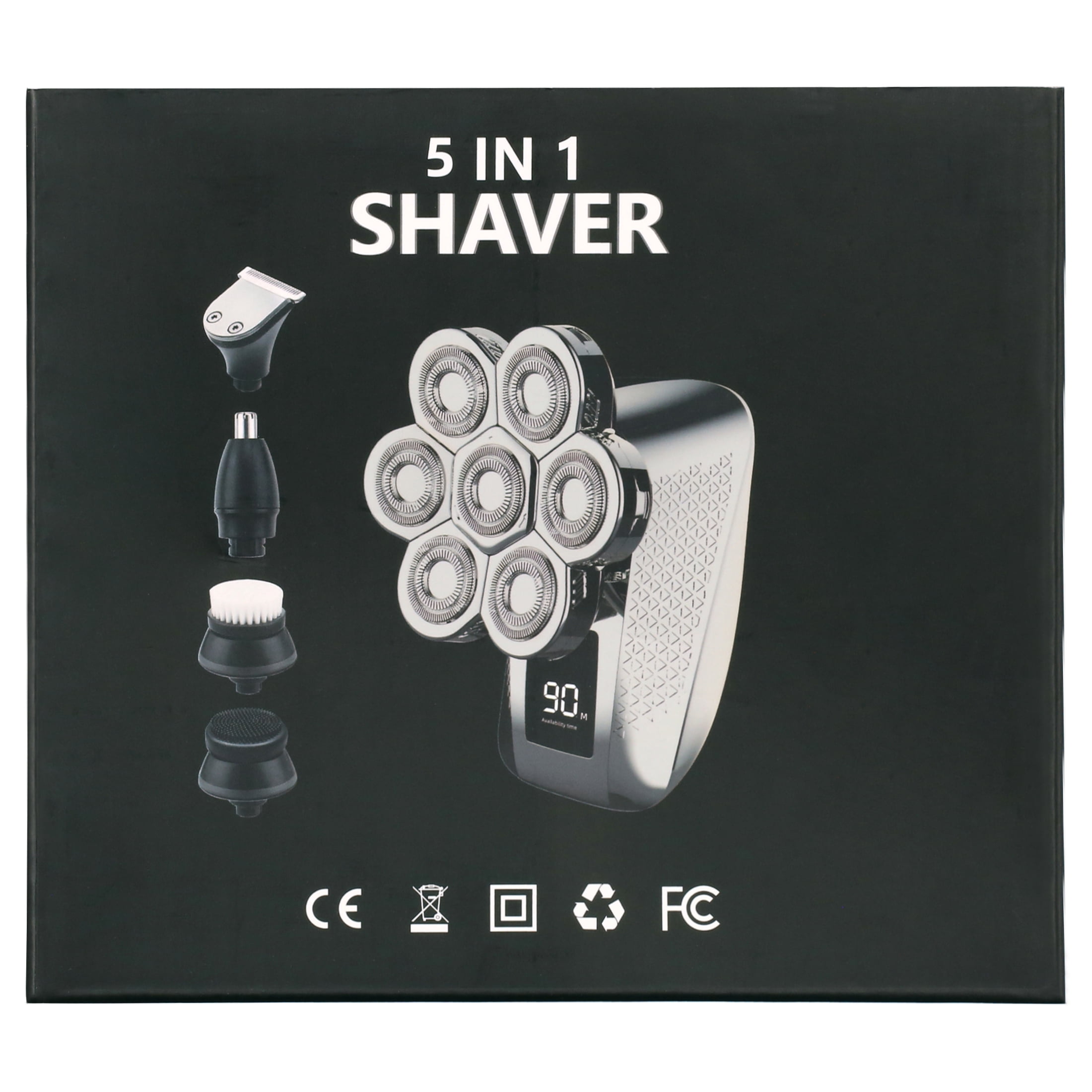 5 in 1 Electric Head Shaver for Bald Men, 8D Elctric Shaver Cordless Razor W/ with Nose Hair Sideburns Trimmer, IPX7 Waterproof Wet/Dry Mens Grooming Kit, Anti-Pinch, LED Display, USB Rechargeable