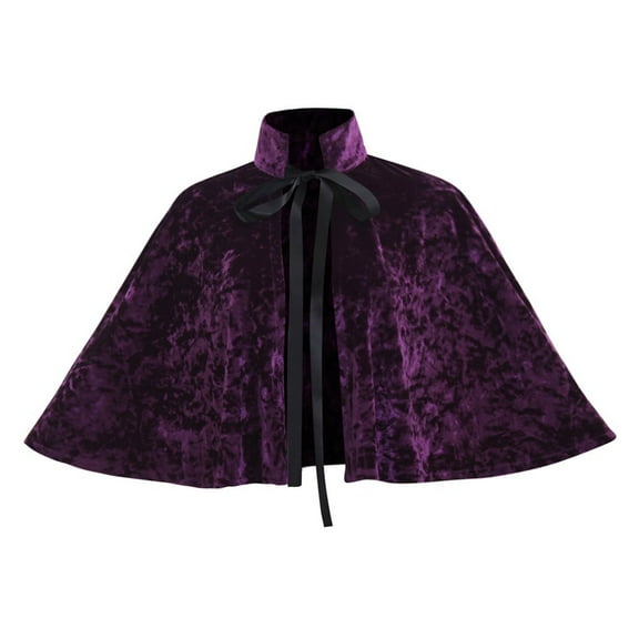 NAMZI Velvet Collar Shawl Short Cape Women's Accessory, One Size Fits Everyone (Purple)