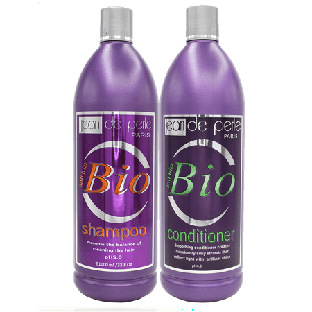 Jean De Perle Bio Shampoo and Conditioner Set for Keratin Amino Acid Treated Hair Straightening Moisturizing Anti Frizz Treatment Care for Everyday